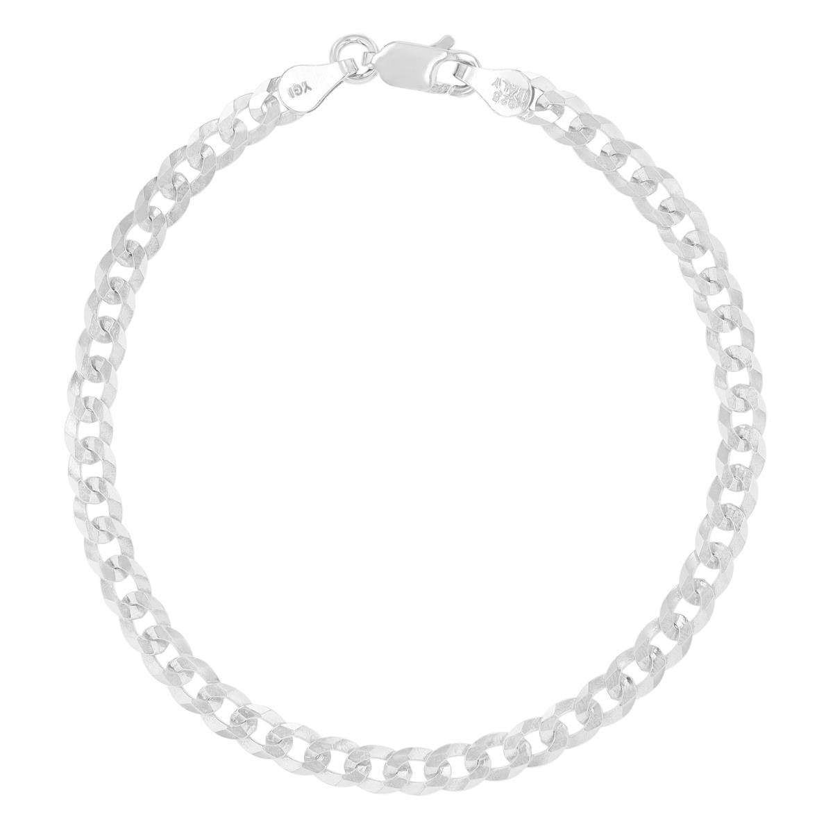 Sterling Silver Rhodium 10" 100 Flat Curb Chain Anklet