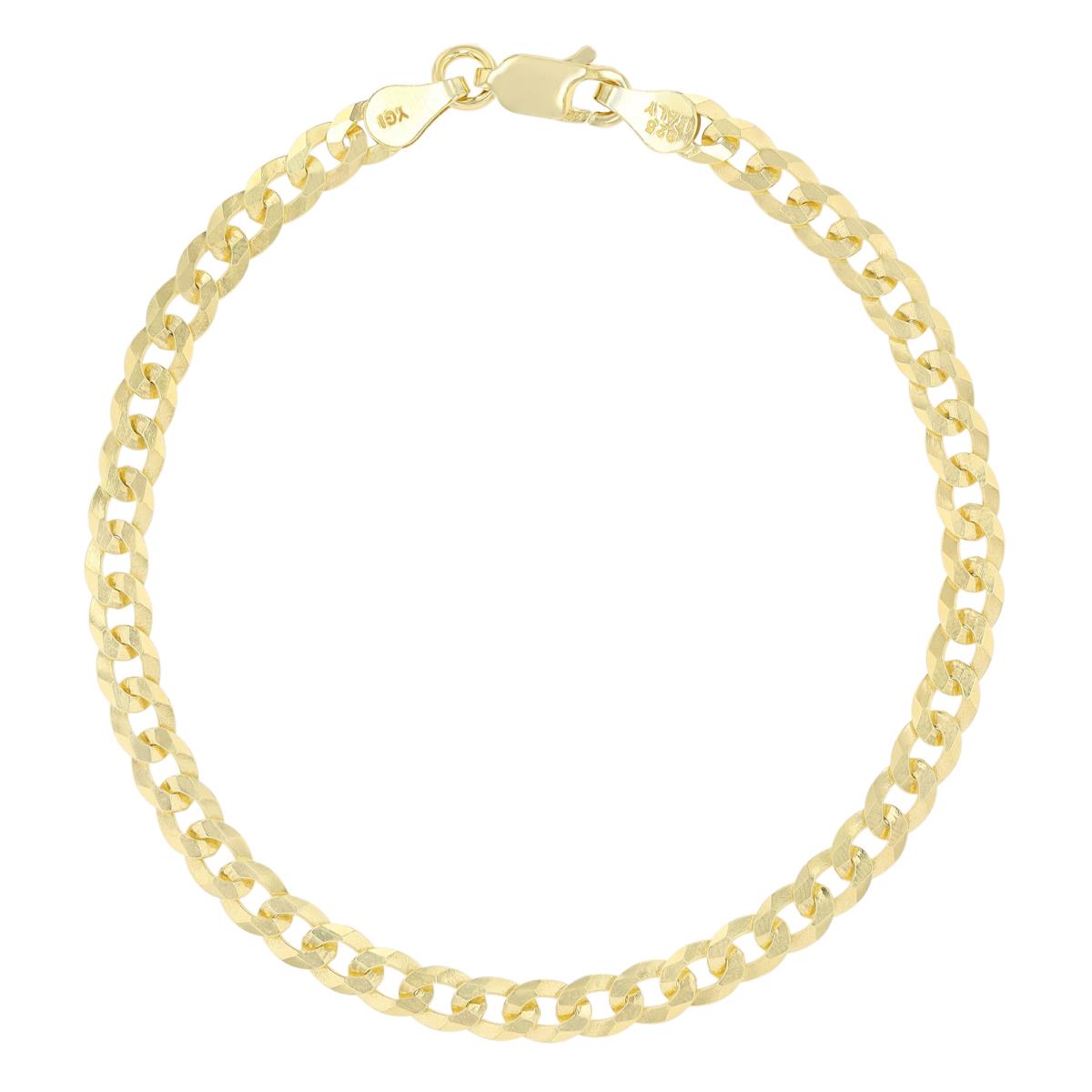 Sterling Silver Yellow 7" 100 Flat Curb Chain Bracelet