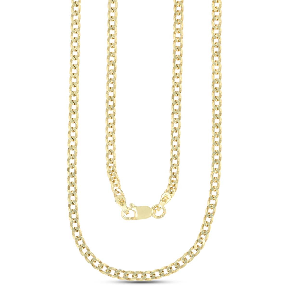 Sterling Silver Yellow 24" 100 Flat Curb Chain