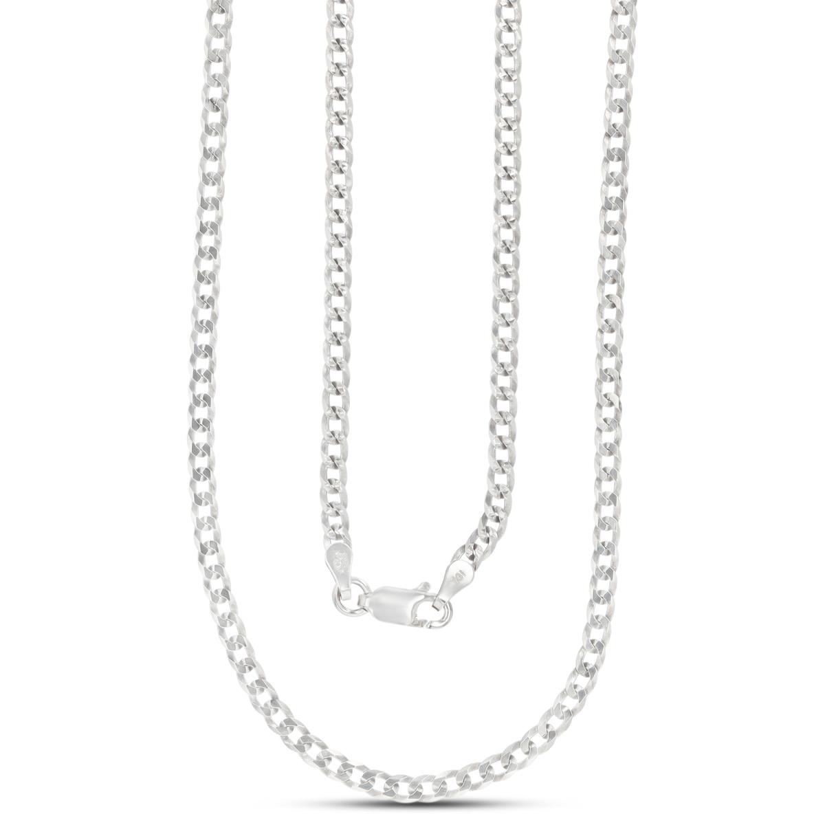 Sterling Silver Rhodium DC 080 Curb Pave 18"Chain