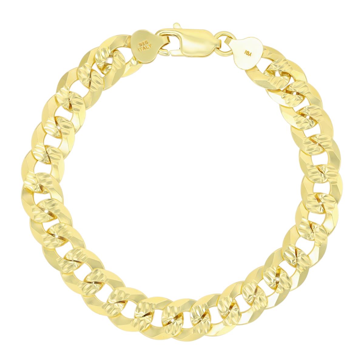 Sterling Silver Yellow DC 280 Curb Pave 8.5" Chain Bracelet