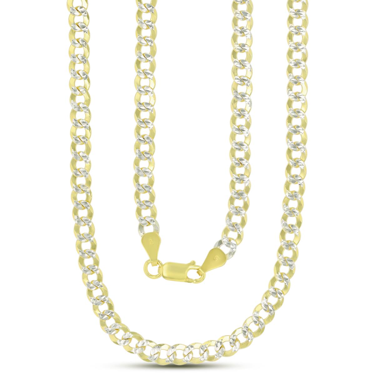 Sterling Silver Two-Tone DC 5mm 150 Curb Pave 18"Chain 