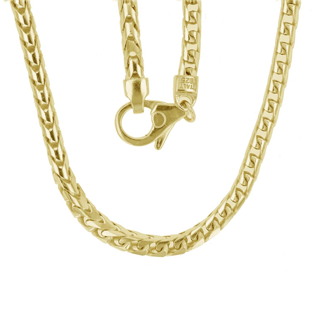 Sterling Silver Yellow 600 Gauge Franco 24" Chain