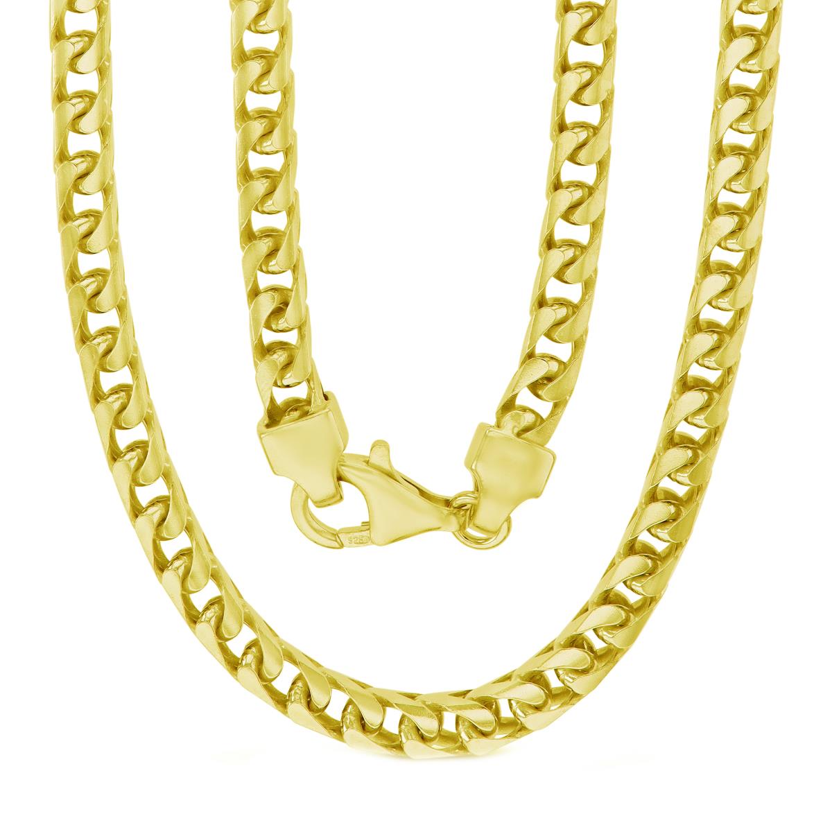 Sterling Silver Yellow 700 Gauge Franco 24" Chain