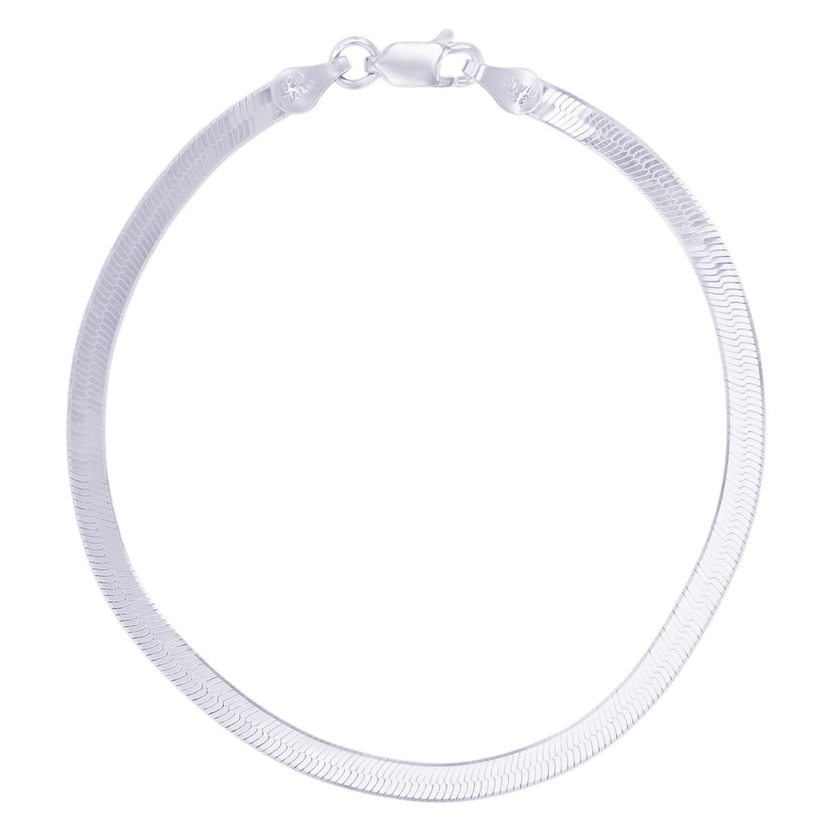 Sterling Silver Rhodium 040 Herringbone 7" Chain Bracelet