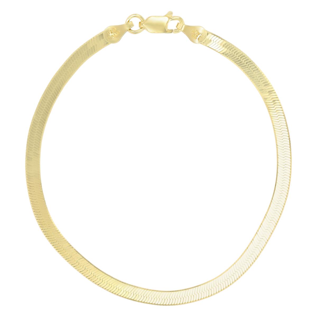 Sterling Silver Yellow 040 Herringbone 7" Chain Bracelet