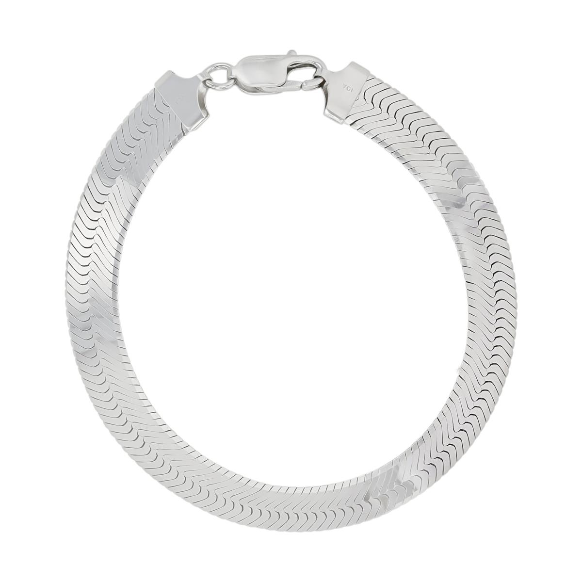 Sterling Silver Rhodium 11.5mm 120 Herringbone 8.25" Chain Bracelet