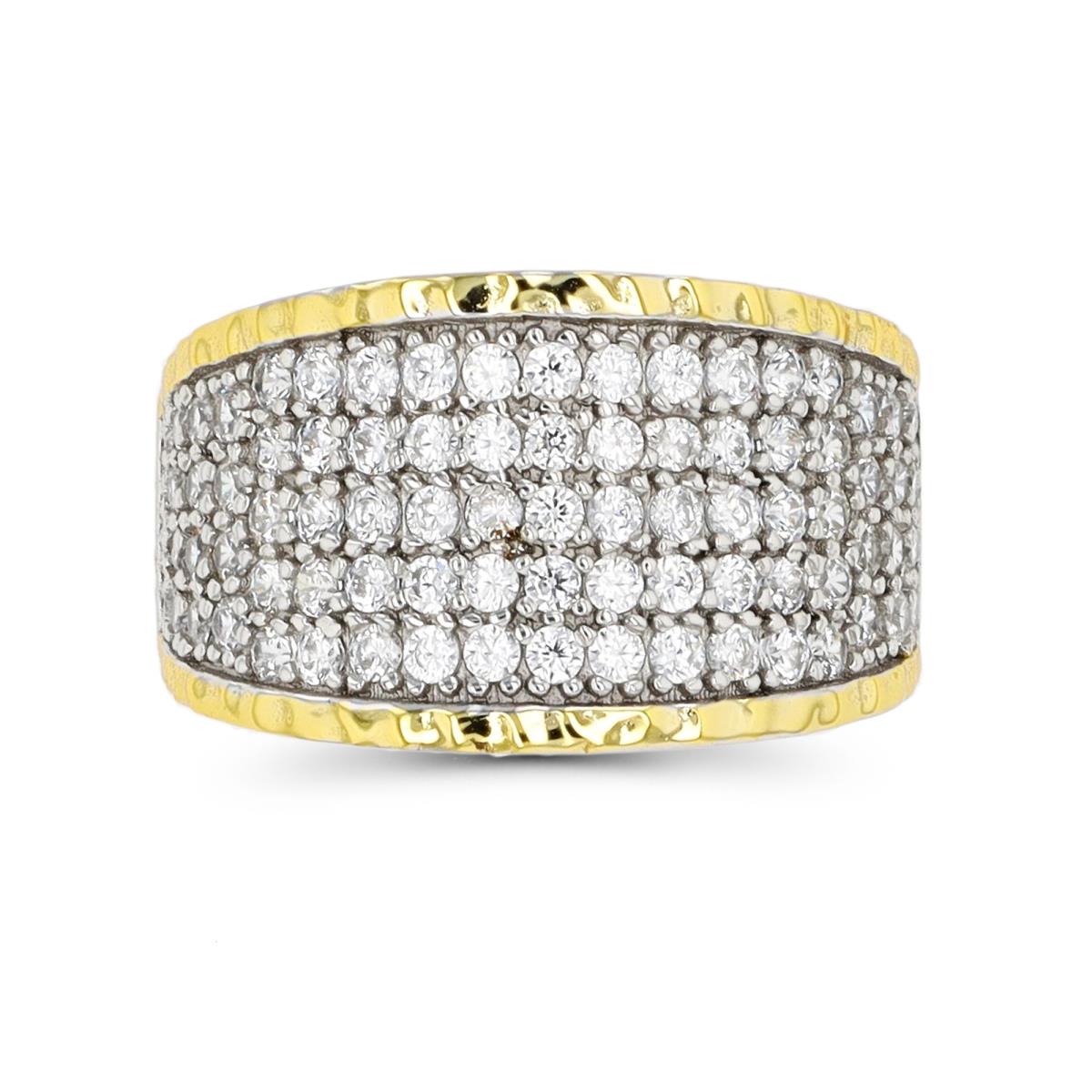 Sterling Silver Two-Tone Pave Graduated Fashion Ring