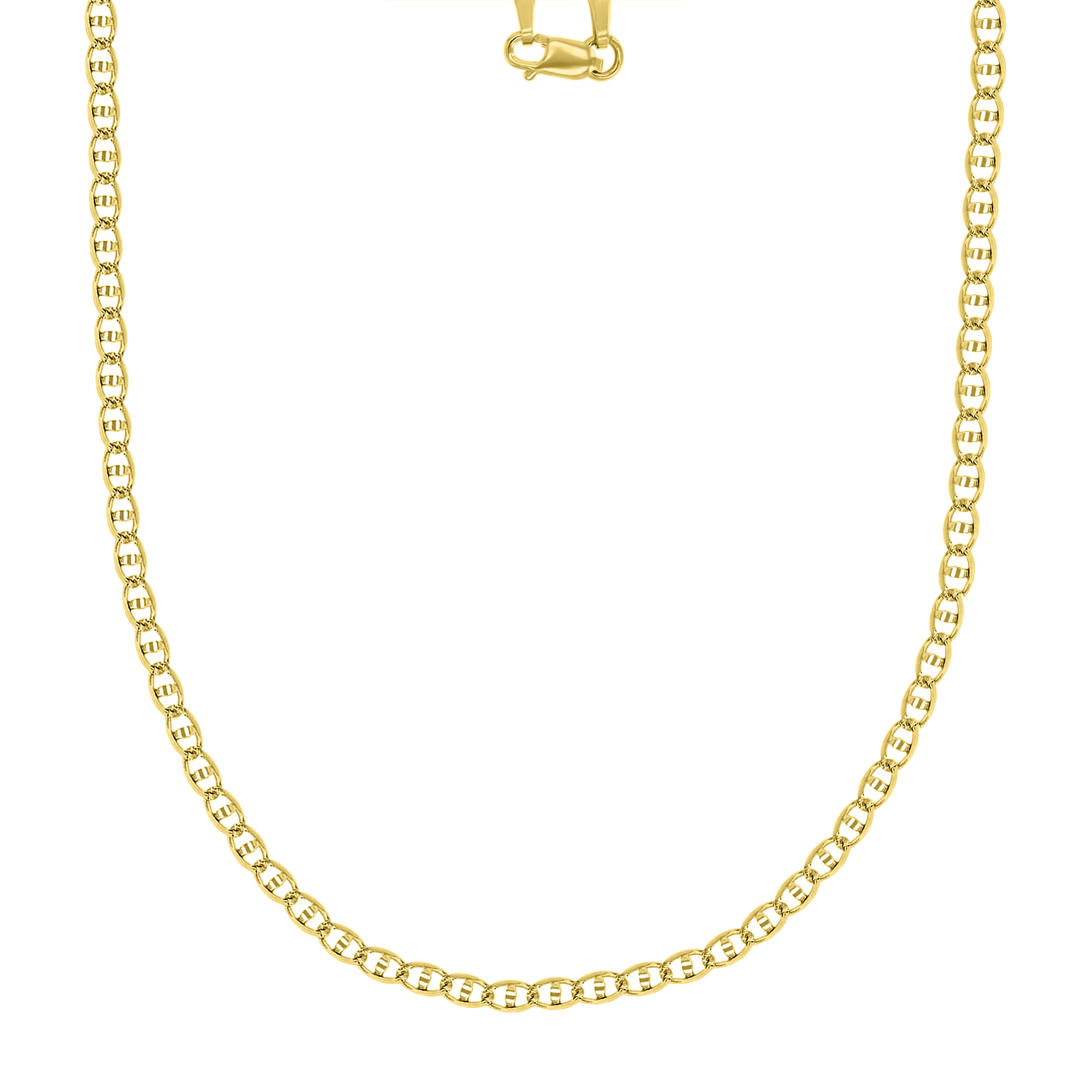 14K Yellow Gold 3mm 20" 060 Pave Mariner Link Chain