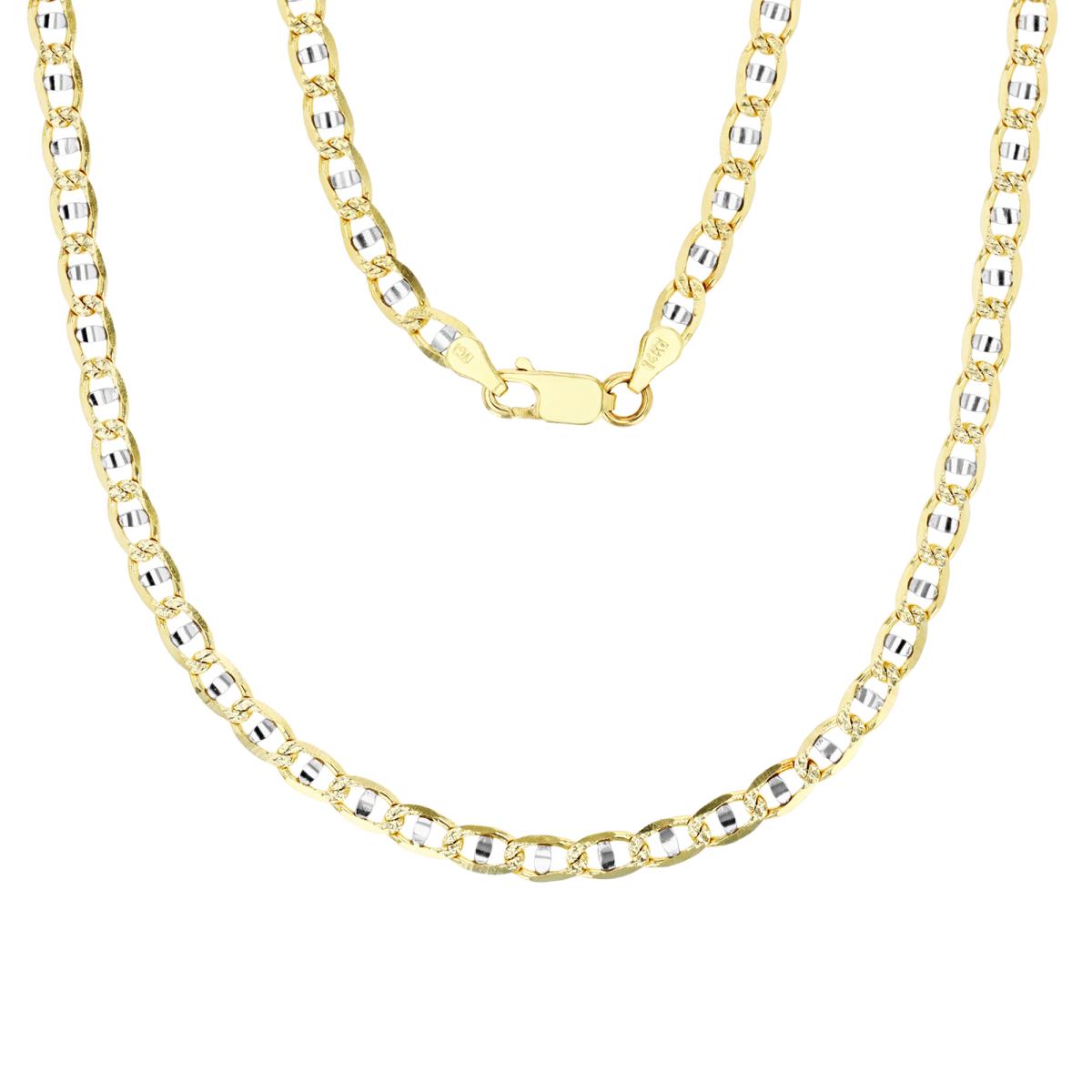 14K Two-Tone Gold 4.20mm 20" Pave Mariner 100 Link Chain