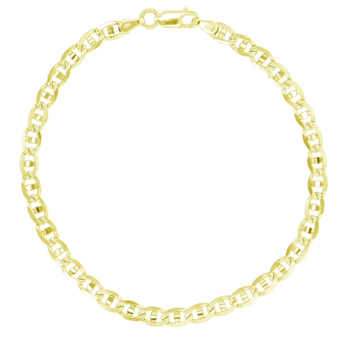 14K Yellow Gold 4.20mm 8" Pave Mariner Link 100 Chain