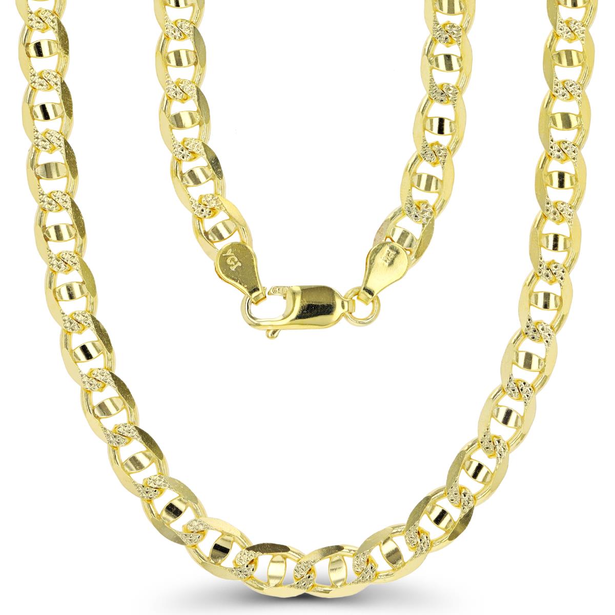 14K Yellow Gold 6.25mm 150 Pave Mariner 24" Chain