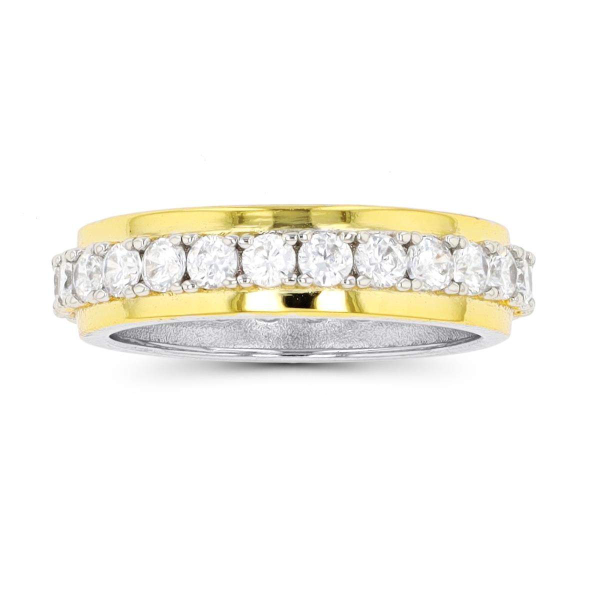 Sterling Silver Two-Tone 2.5mm Rd CZ Eternity Ring