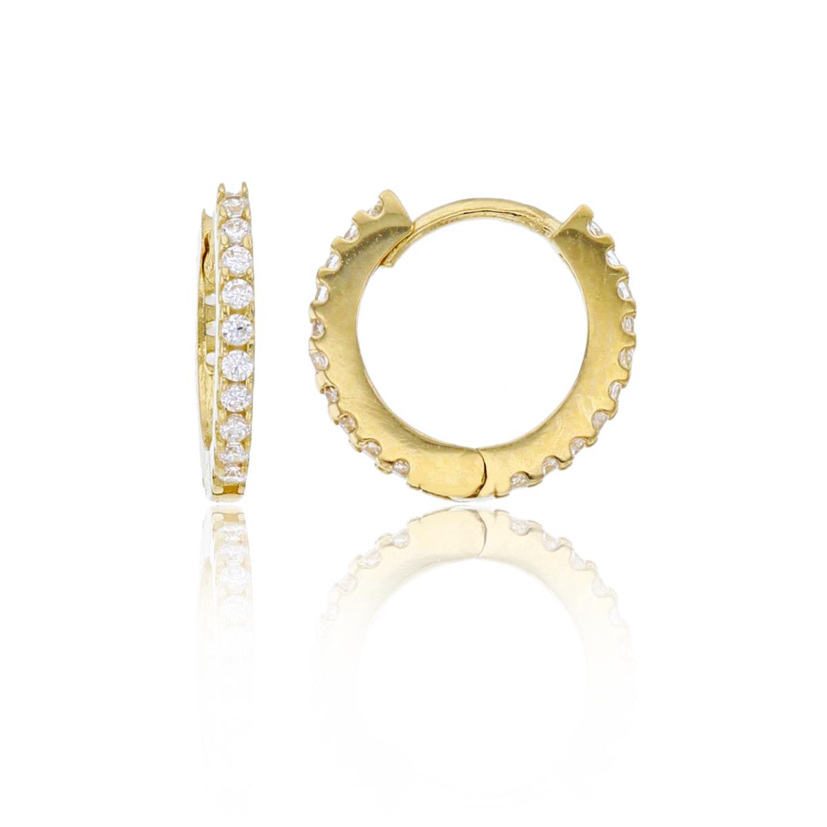 14K Yellow Gold 0.20CTTW Diamonds 10x1mm Micropave Huggie Earring