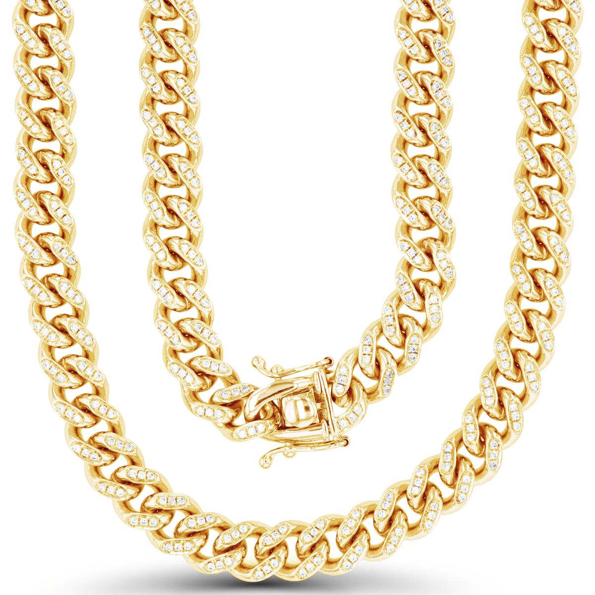 14K Yellow Gold 0.45CTTW Diamonds Pave 4.5mm Solid Miami Cuban 120 26" Chain 