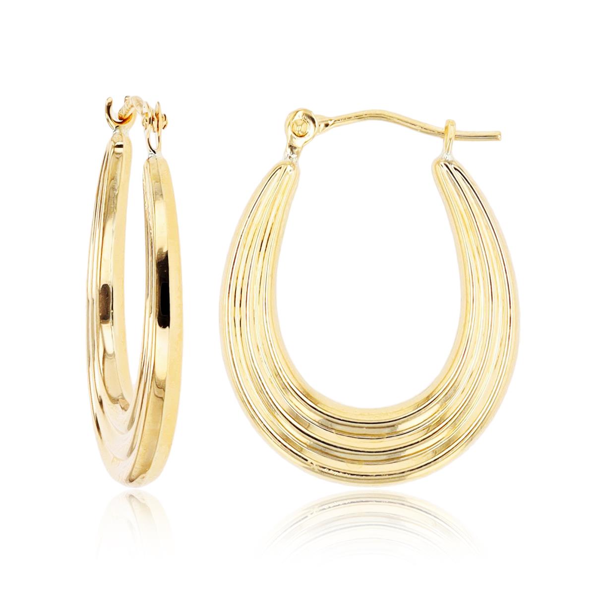 14K Yellow Gold 21x1.8mm Polished Channeled Hoop Earring