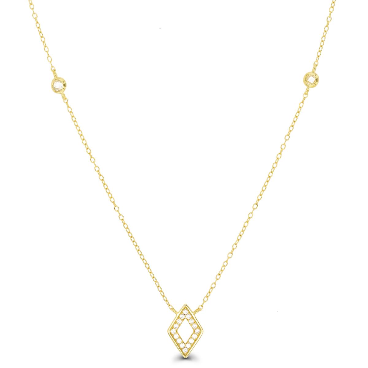 Sterling Silver Yellow CZ Rhombus 18"+2" Necklace