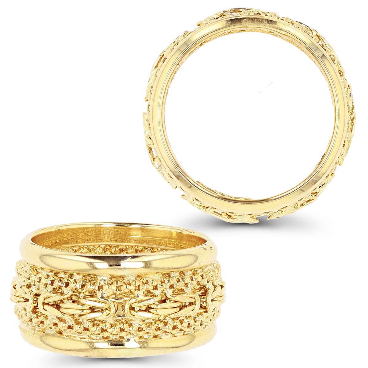 14K Yellow Gold 10mm Mixed Link Band Ring
