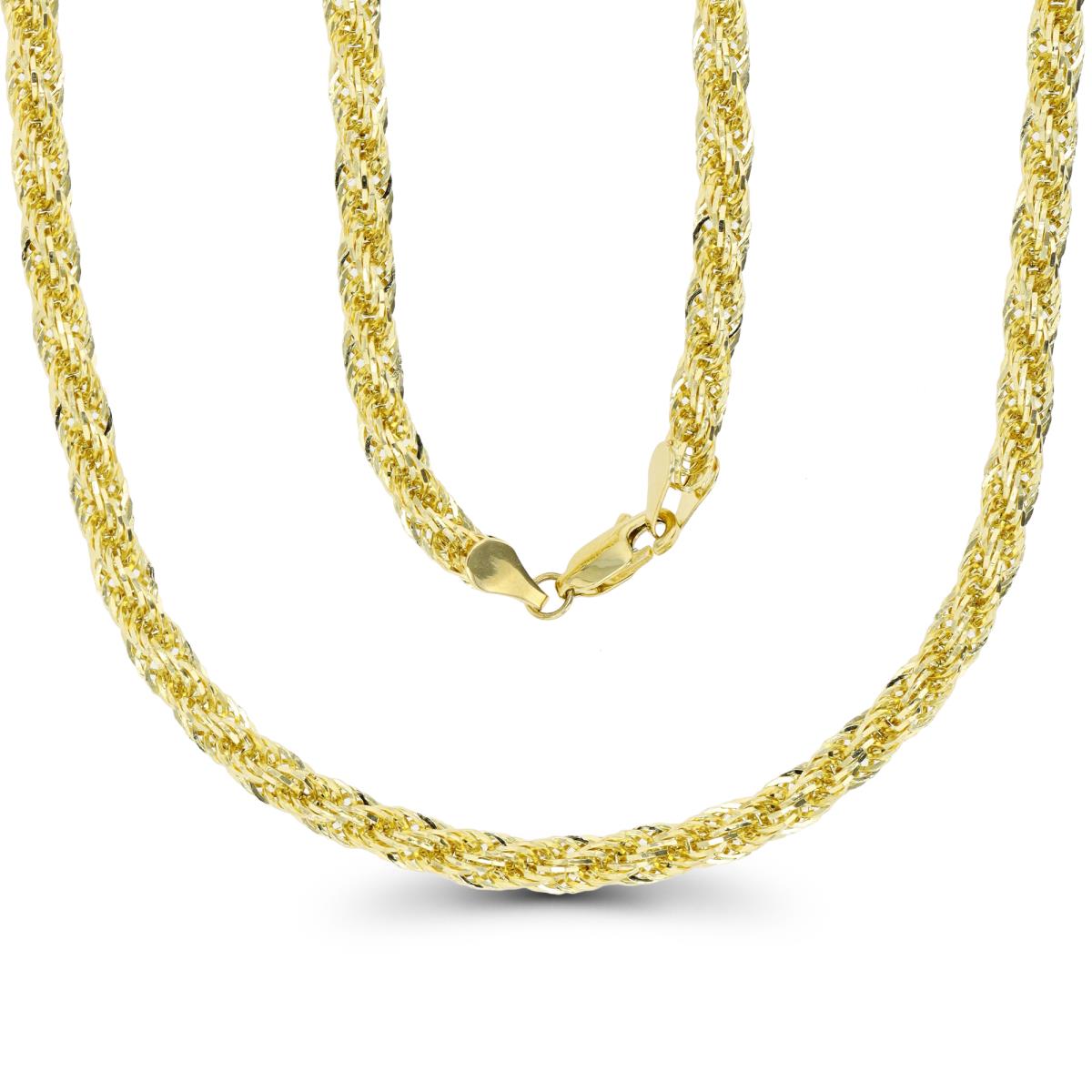 14K Yellow Gold Diamond Cut 4mm Hollow Rope 18" Chain