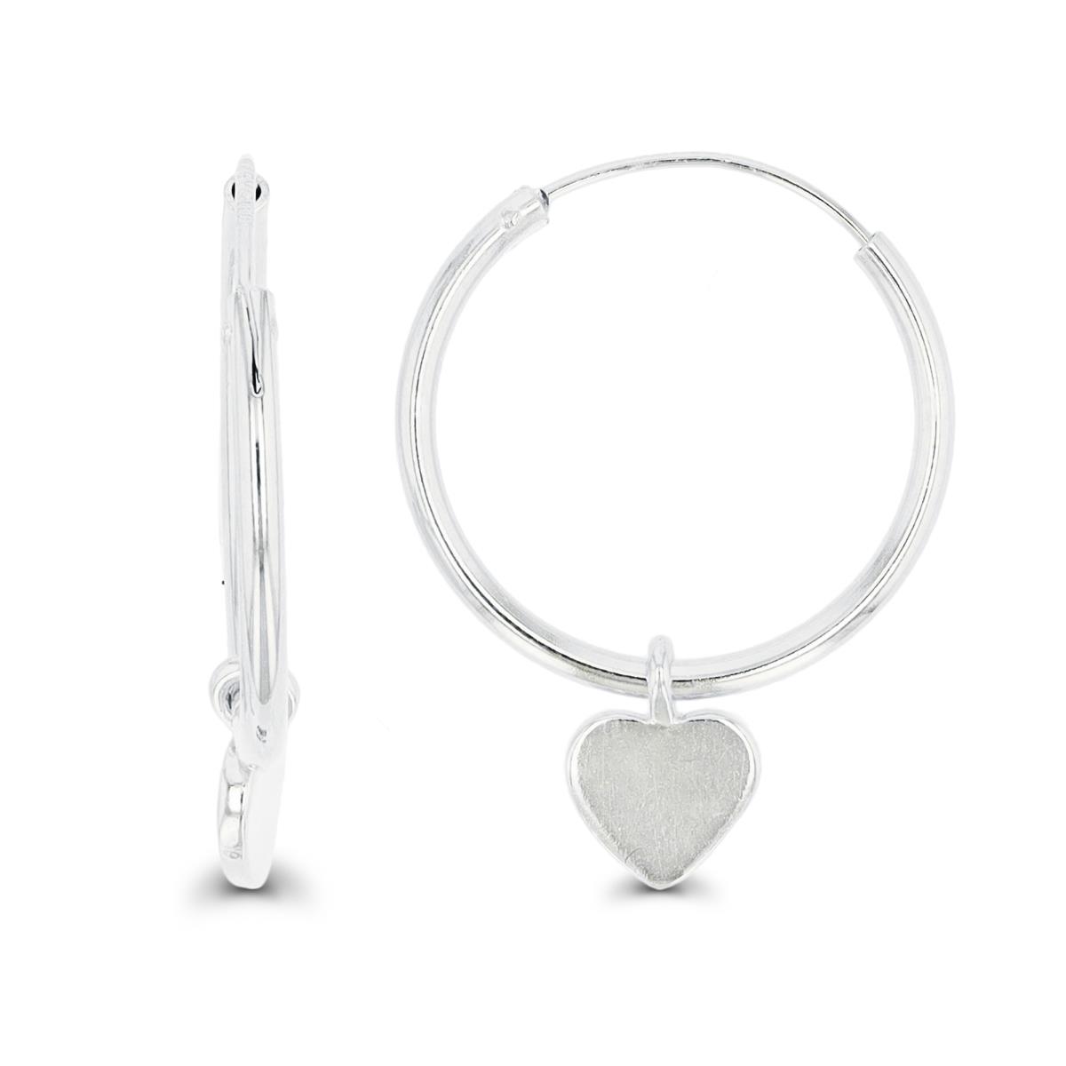 Sterling Silver Silver Plated Polished Heart Endless Hoop Earring