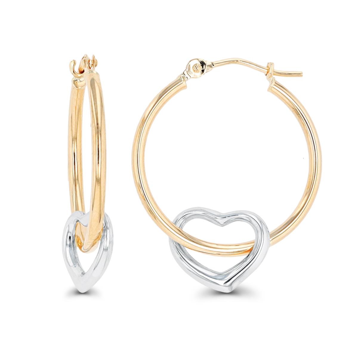 14K Two-Tone Gold Polished Heart Hoop Earring