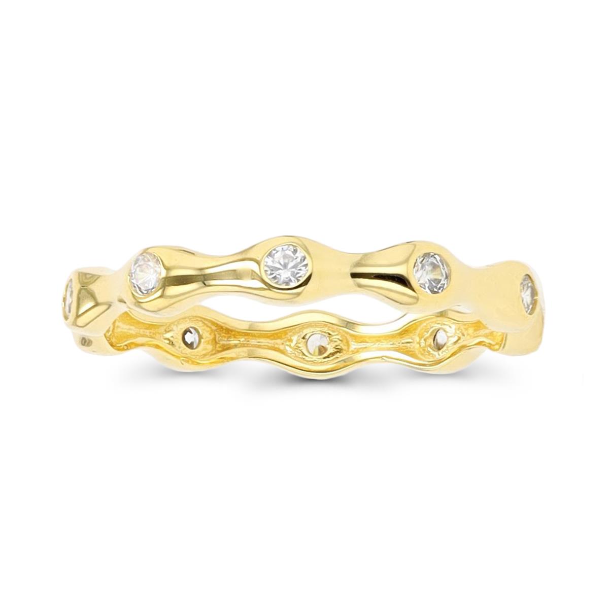 Sterling Silver Yellow 2mm CZ Bamboo Ring