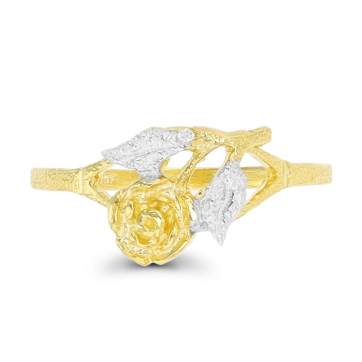 10K Two-Tone Gold Diamond Cut Rose Fashion Ring