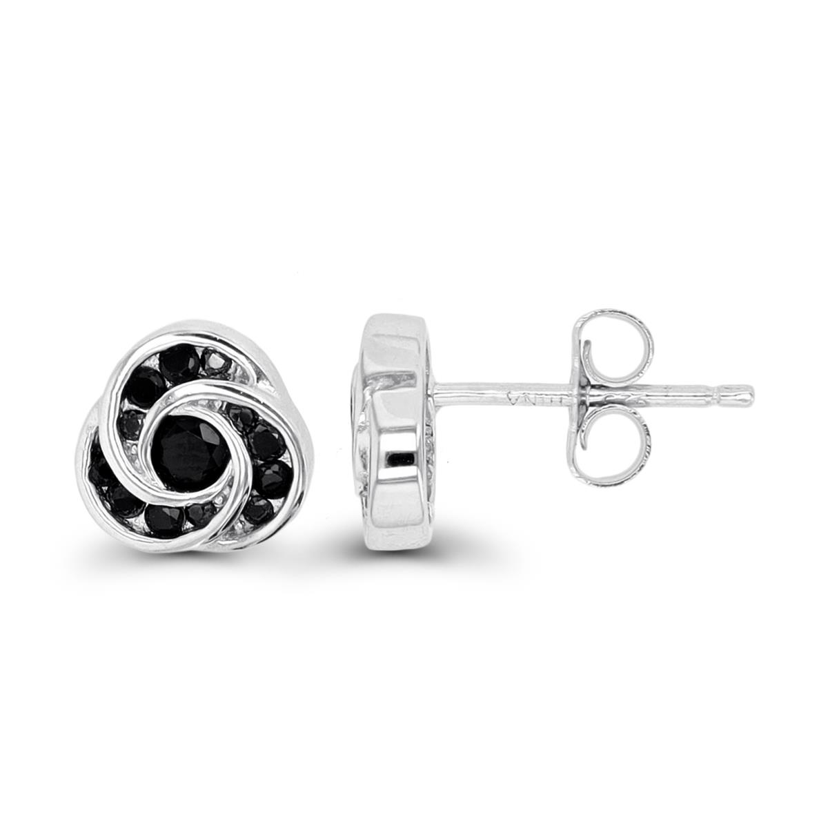 Sterling Silver Rhodium Knot Stud Earring