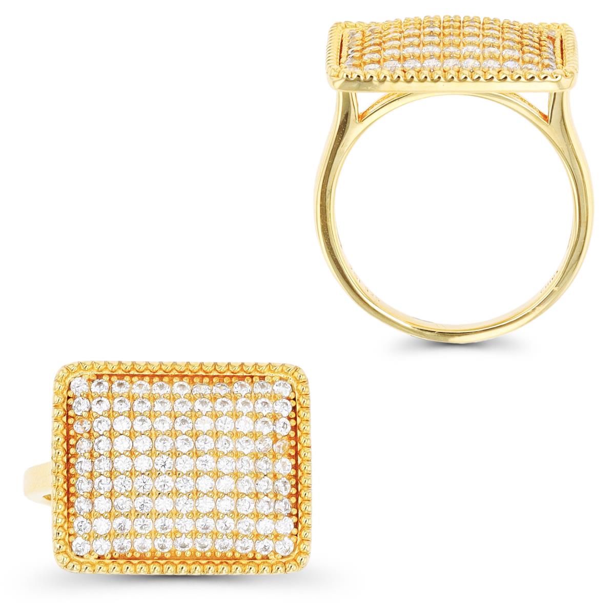 Sterling Silver Yellow Paved CZ Square Fashion Ring