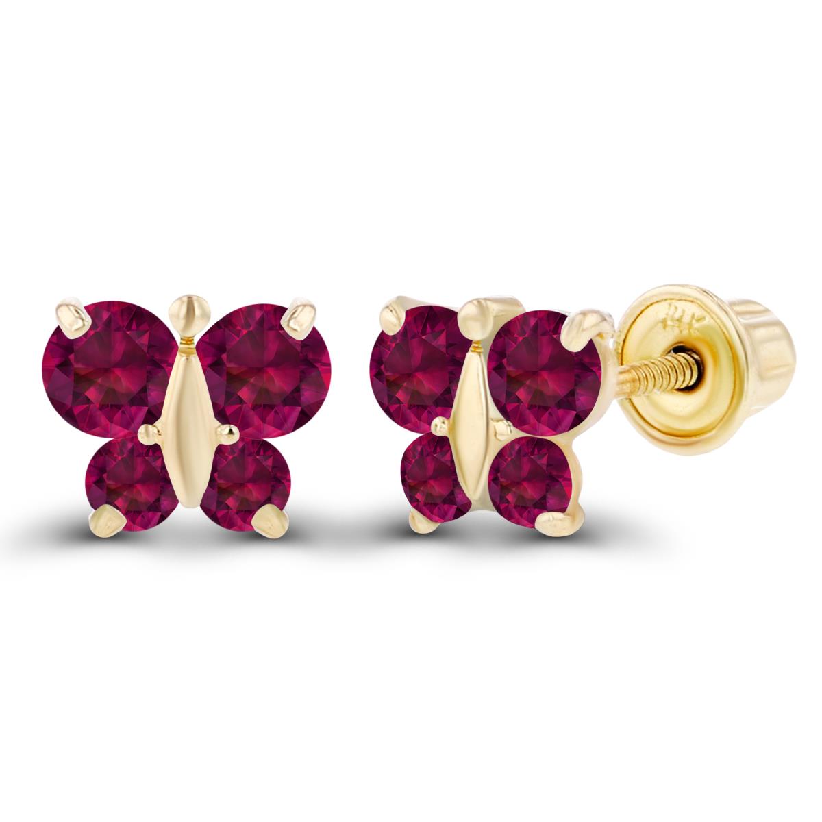 Sterling Silver Yellow 1.75mm & 2.50mm Round Created Ruby Butterfly Screwback Earring