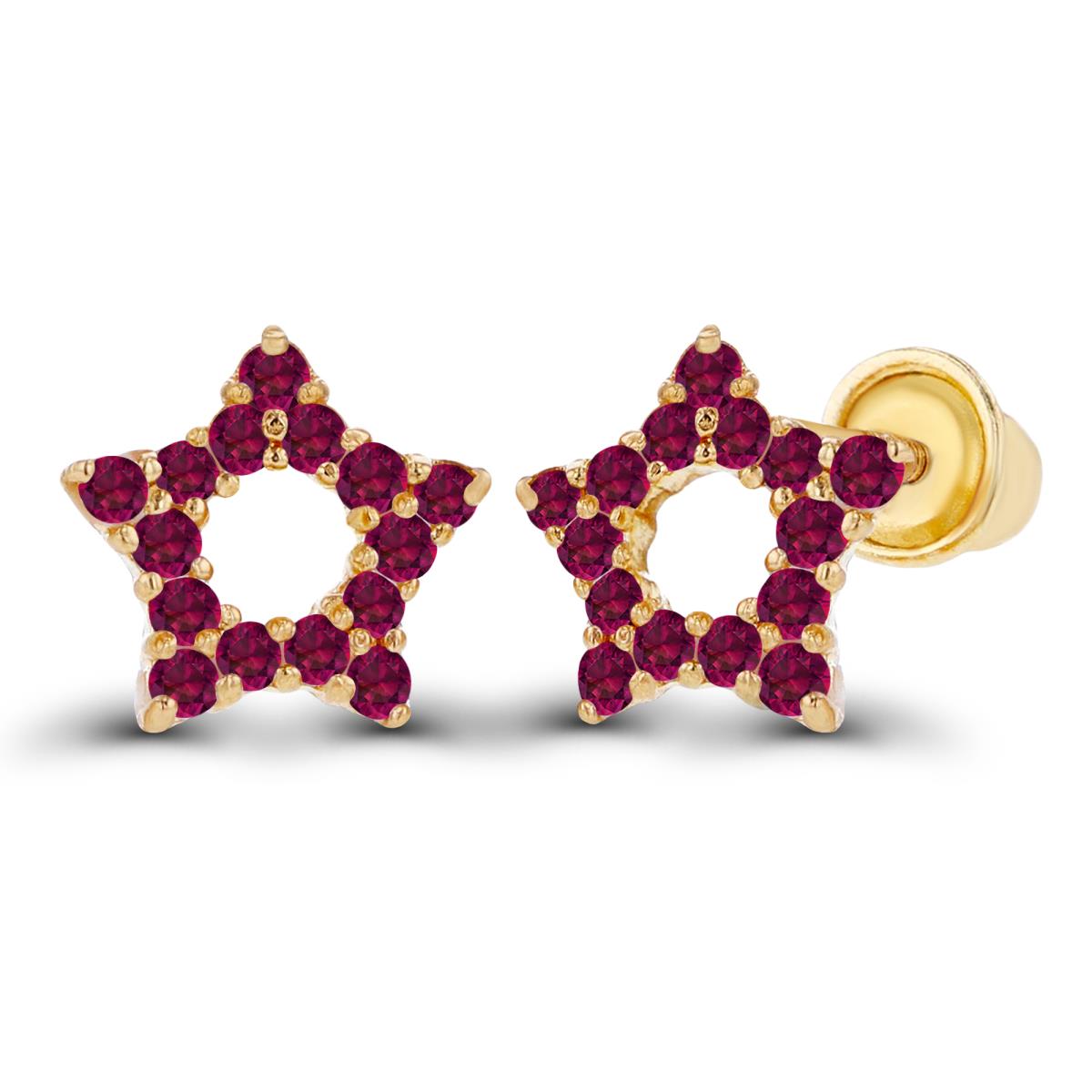 Sterling Silver Yellow 1mm Round Created Ruby Open Star Screwback Earrings