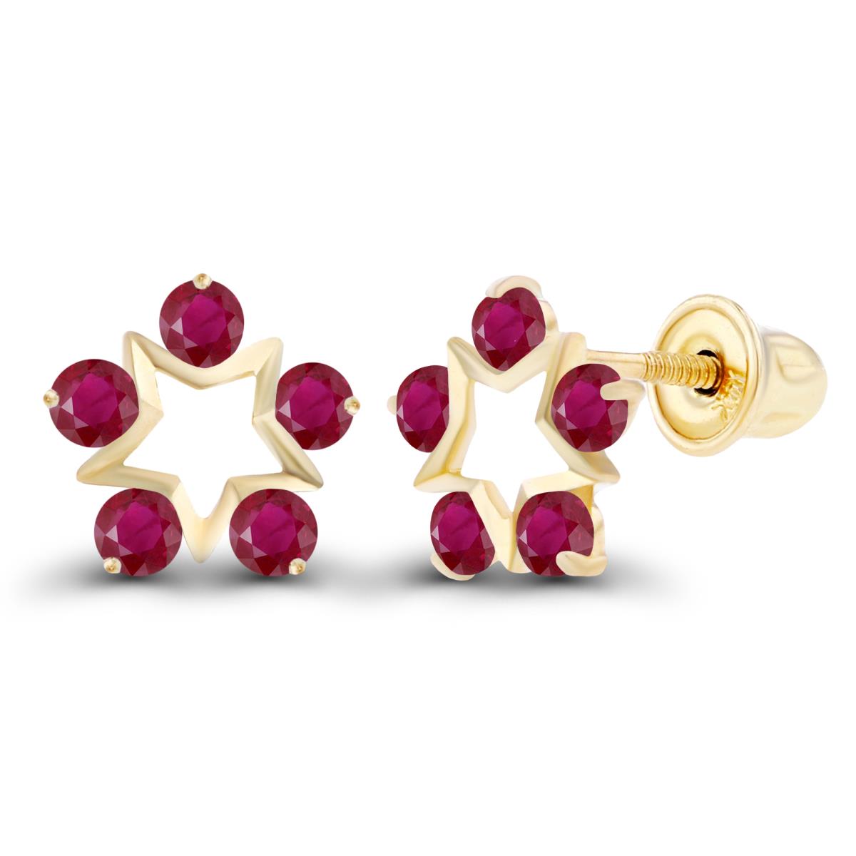 Sterling Silver Yellow 1.75mm Round Ruby Open Star Screwback Earrings