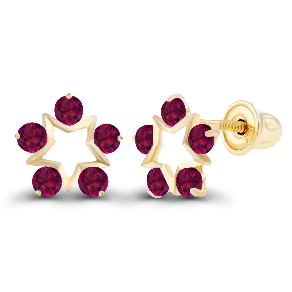 Sterling Silver Yellow 1.75mm Round Created Ruby Open Star Screwback Earrings