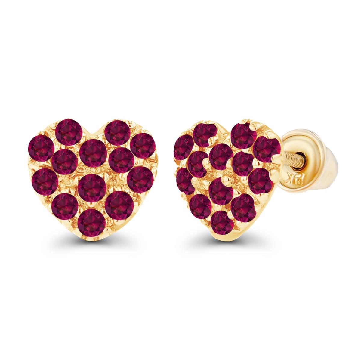 Sterling Silver Yellow 1.25mm Round Created Ruby Heart Screwback Earrings