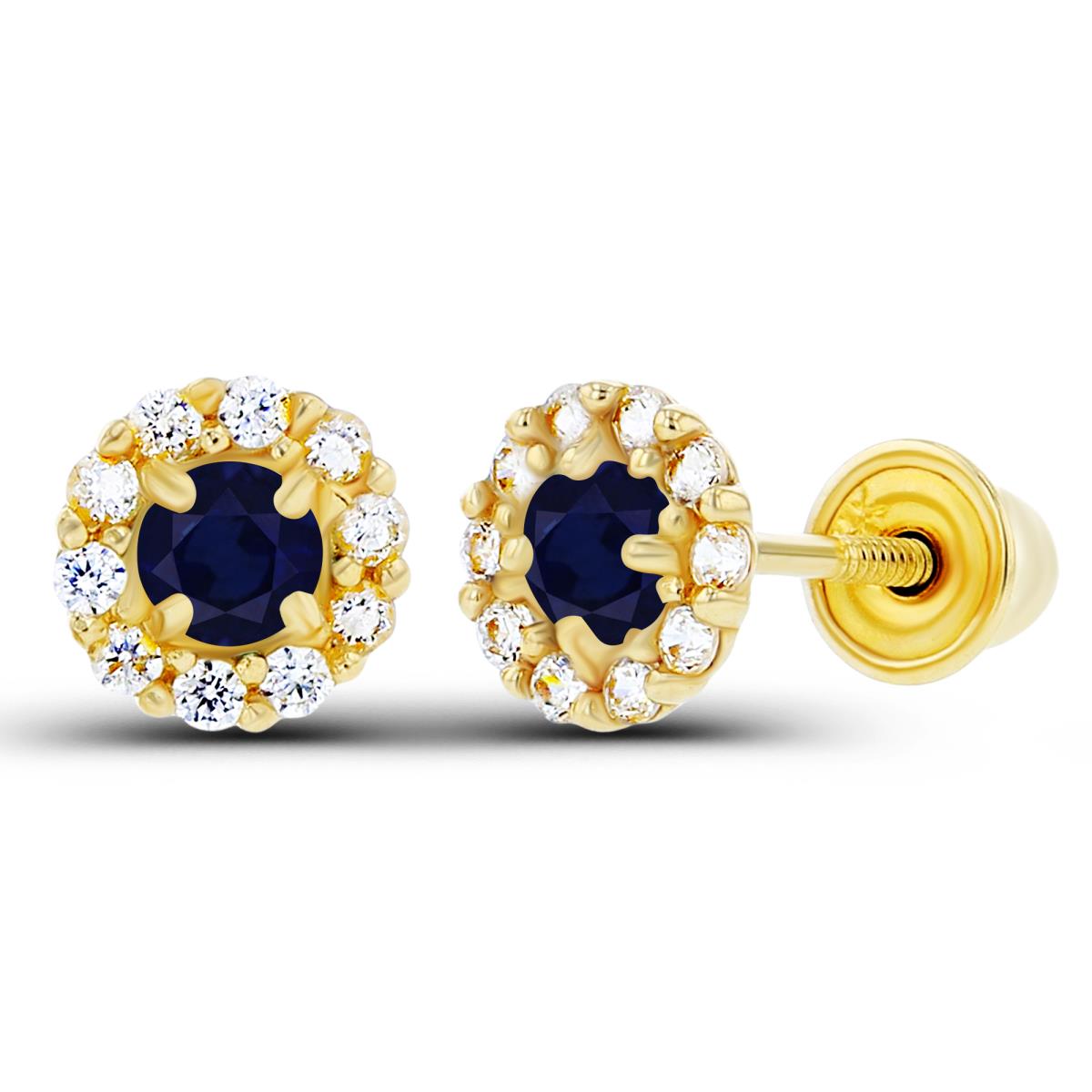 Sterling Silver Yellow 2.5mm Sapphire & 1mm Created White Sapphire Flower Screwback Earrings