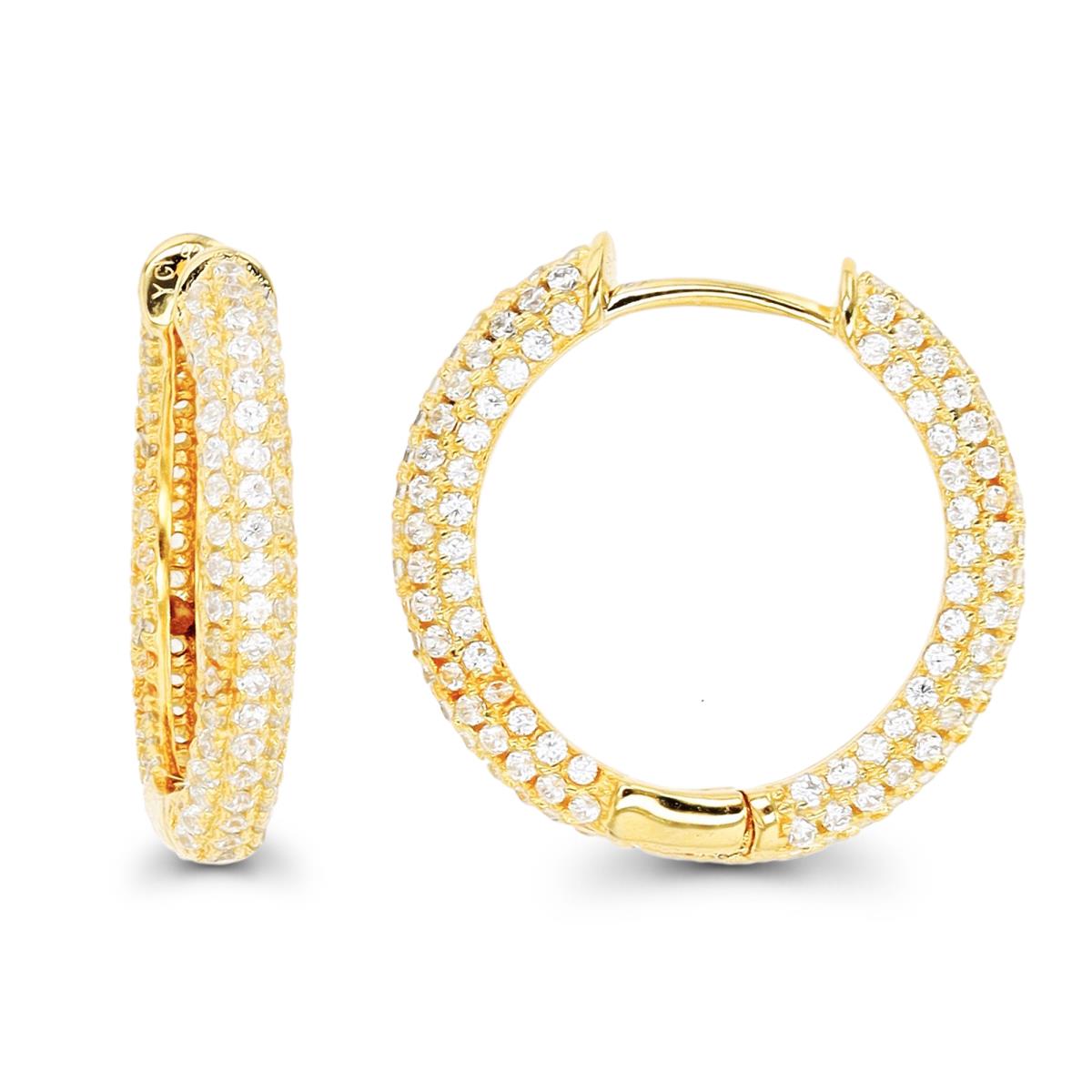 Sterling Silver Yellow Micropaved CZ Hinged Hoop Earring