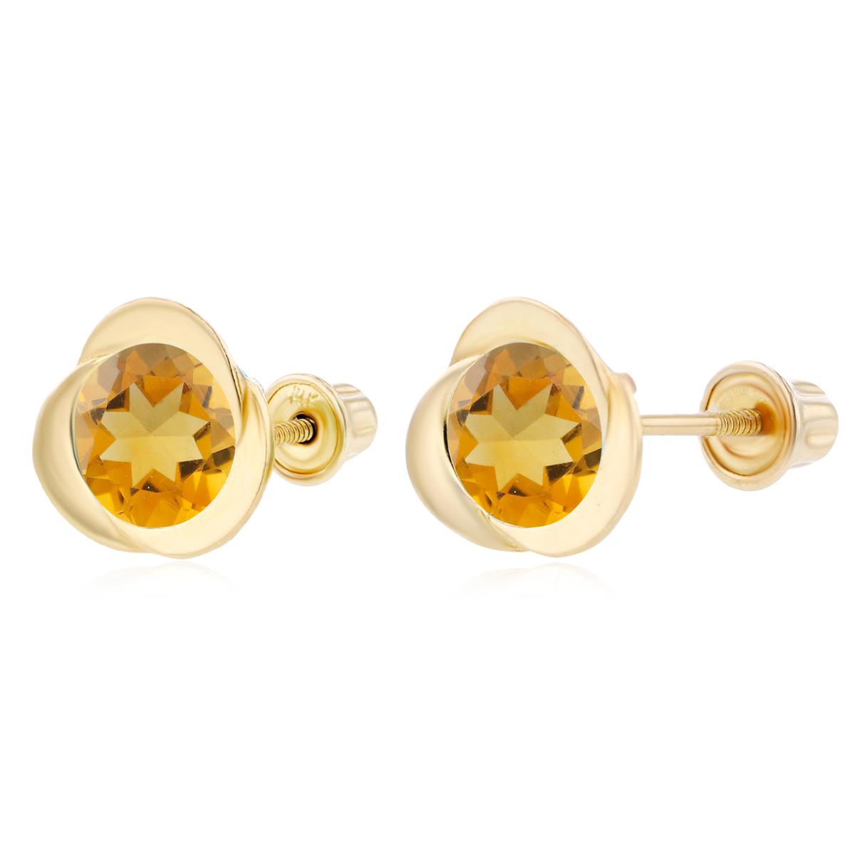 Sterling Silver Yellow 6mm Round Citrine Invert Screwback Earrings