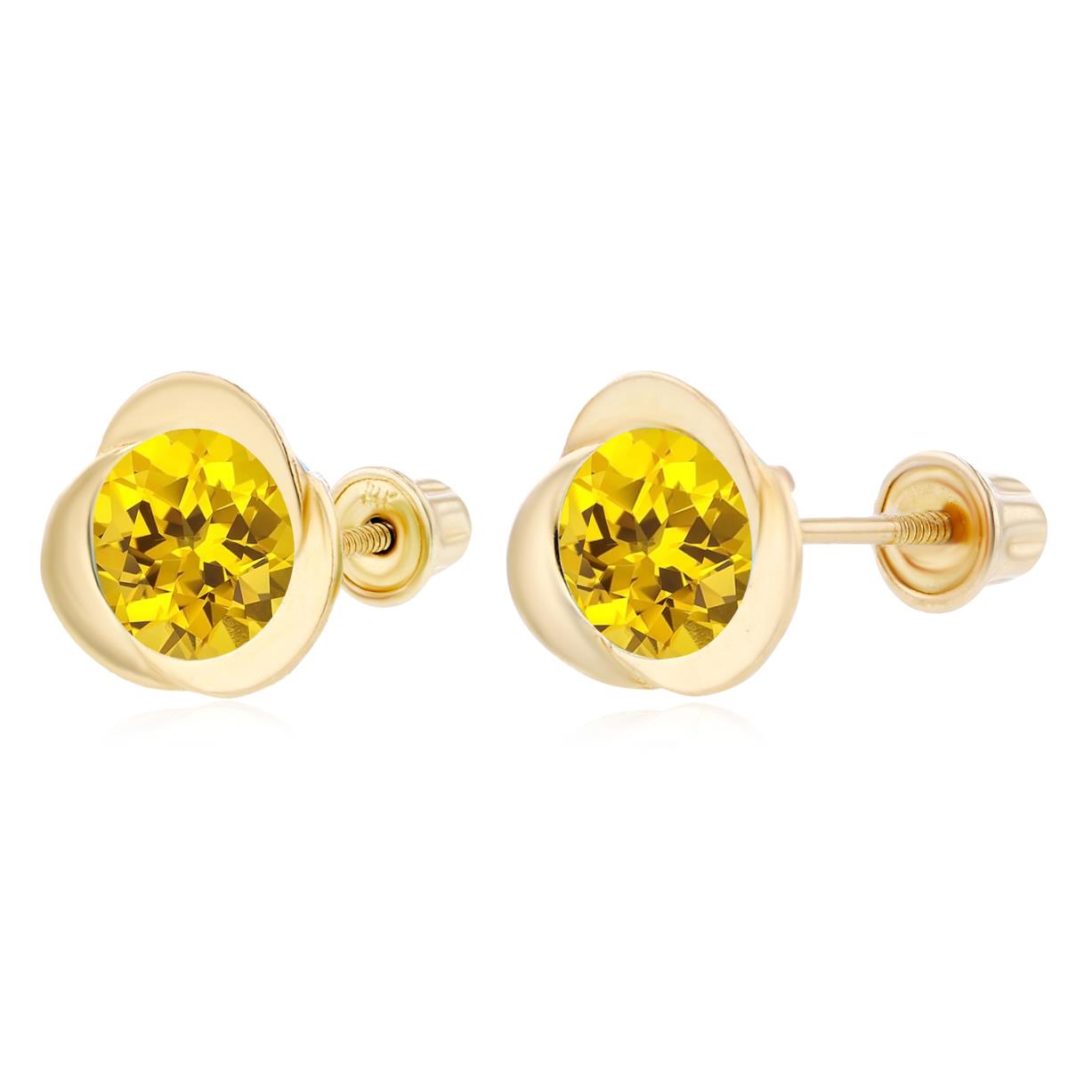 Sterling Silver Yellow 6mm Round Created Yellow Sapphire Invert Screwback Earrings