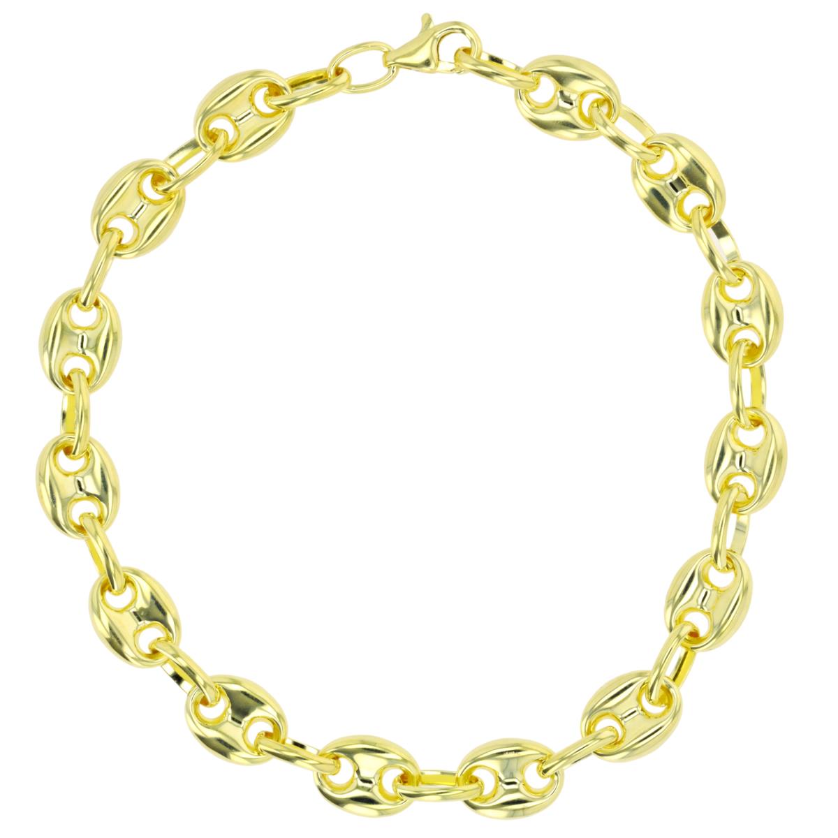 14K Yellow Gold 8mm Puff Mariner 8.5" Chain Bracelet