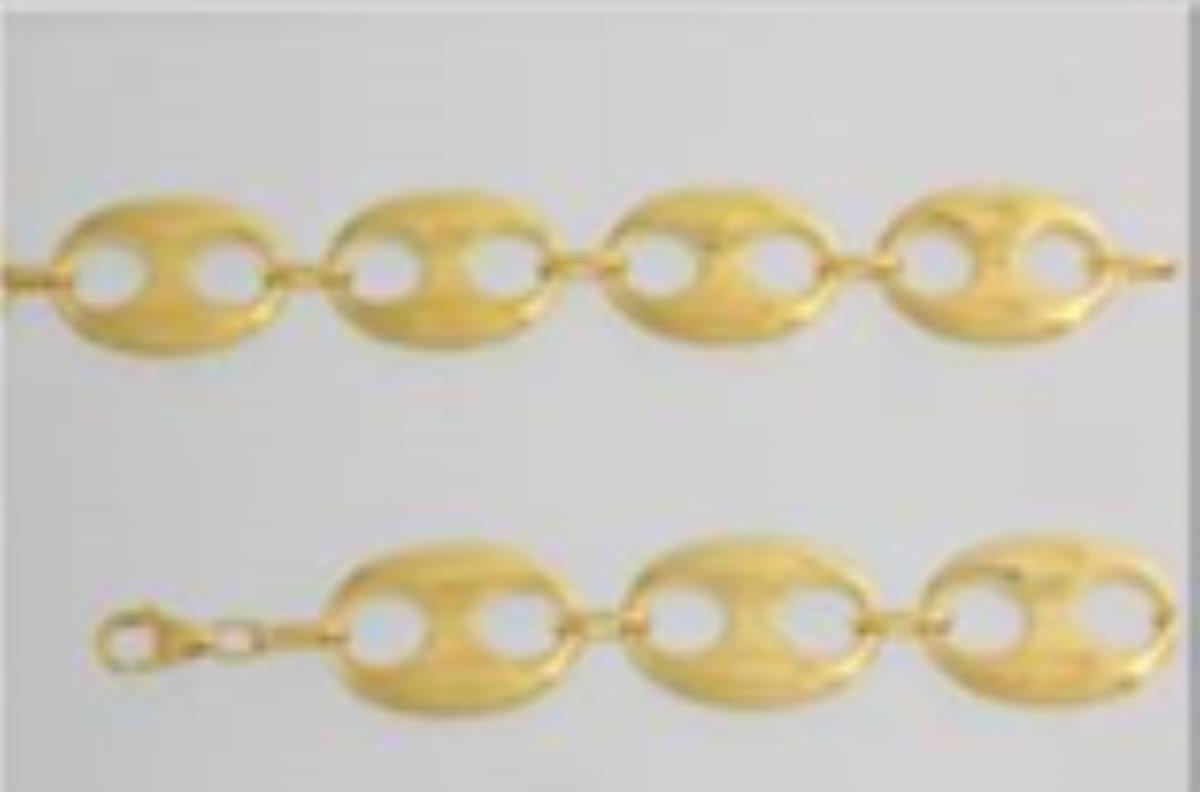 14K Yellow Gold 15mm Puff Mariner 9" Chain Bracelet