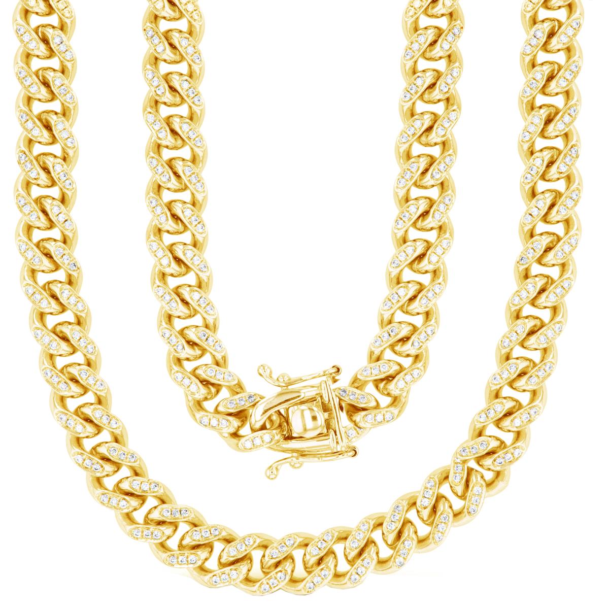 10K Yellow Gold 3.53CTTW Diamond Paved 26" 250 Miami Cuban Chain