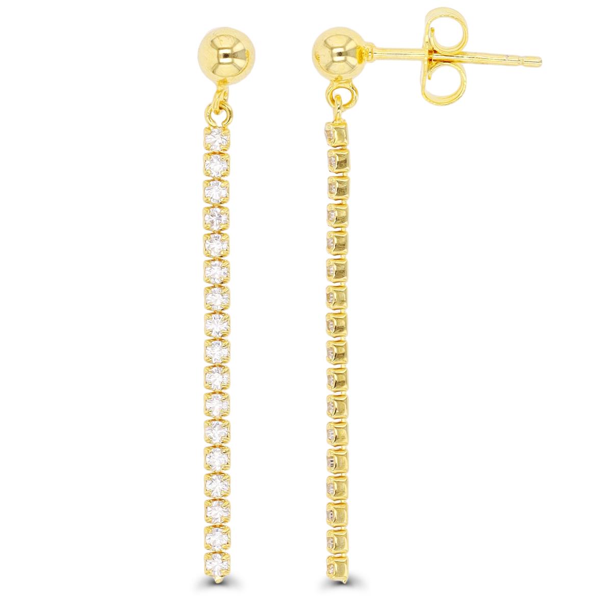 Sterling Silver Yellow Polished Ball Rd CZ Dangling Earring