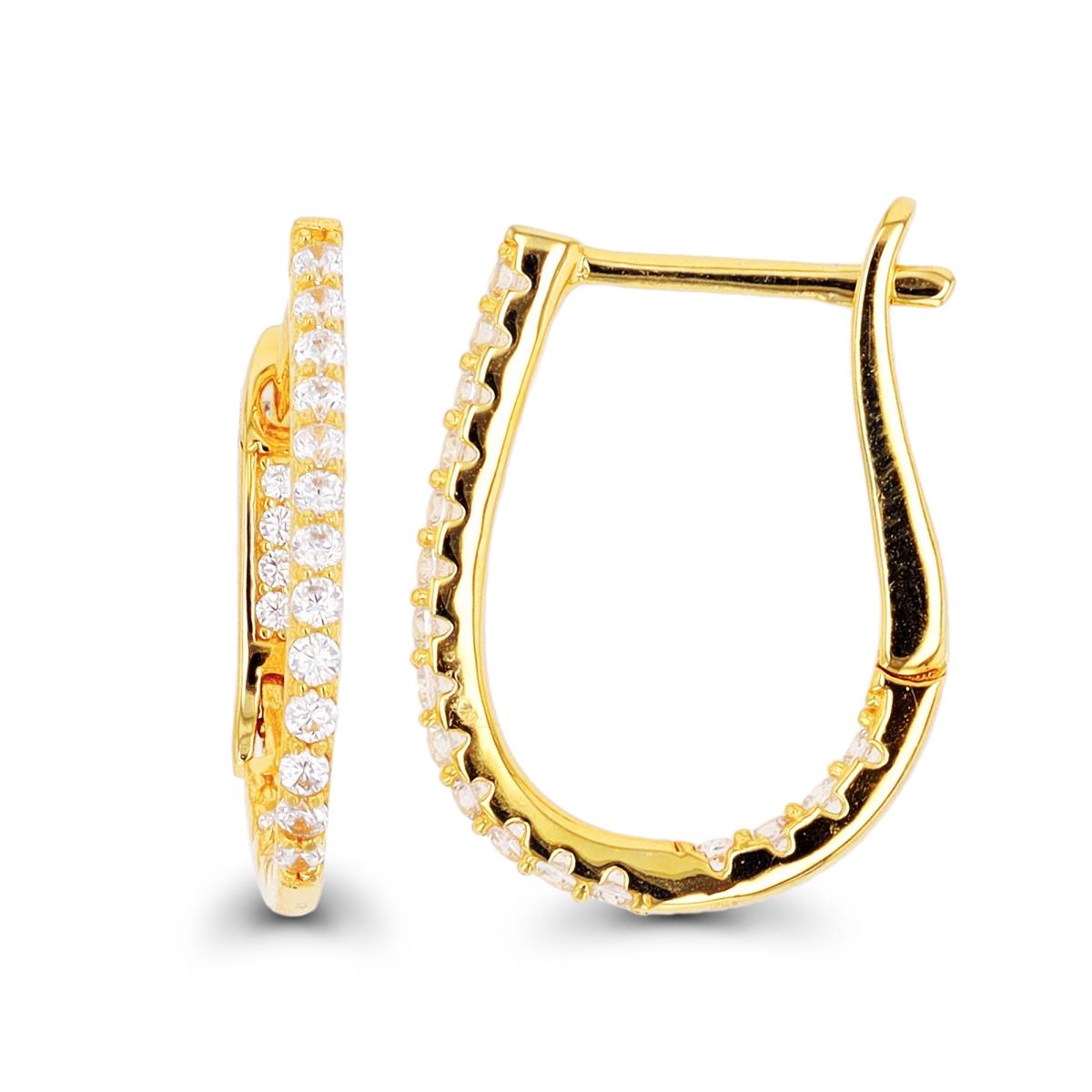 Sterling Silver Yellow 20x1.80mm CZ Latchback Hoop Earring