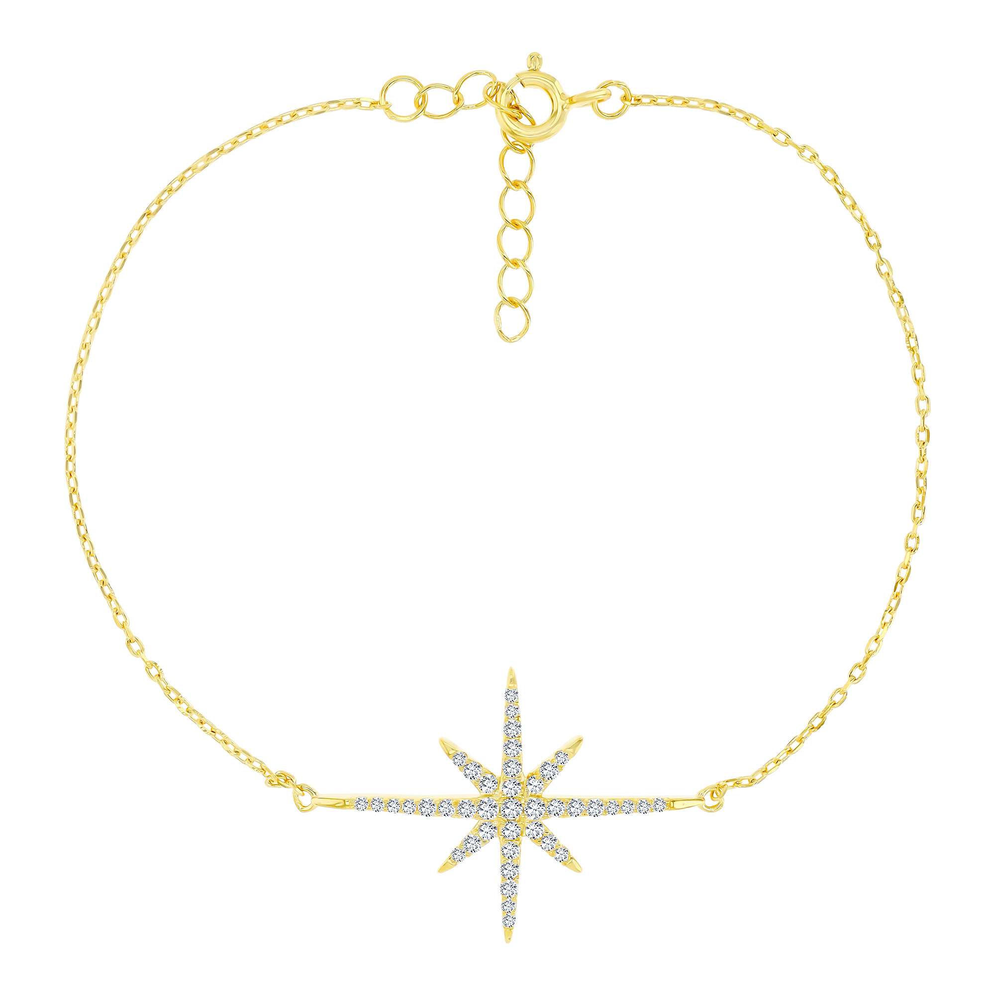 Sterling Silver Yellow CZ Sparkle 9"+1" Anklet
