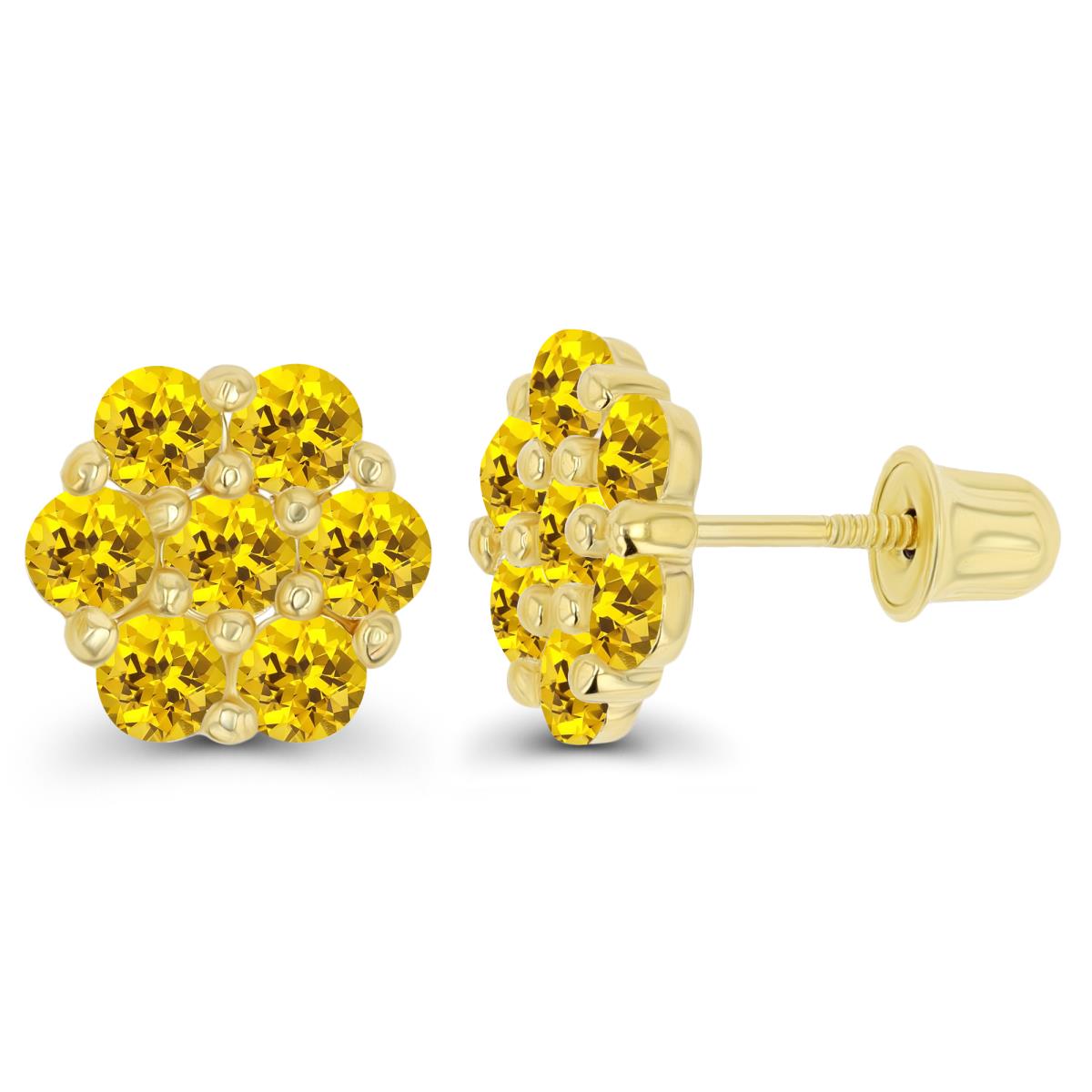 Sterling Silver Yellow 2.5mm Round Created Yellow Sapphire Flower Screwback Earring