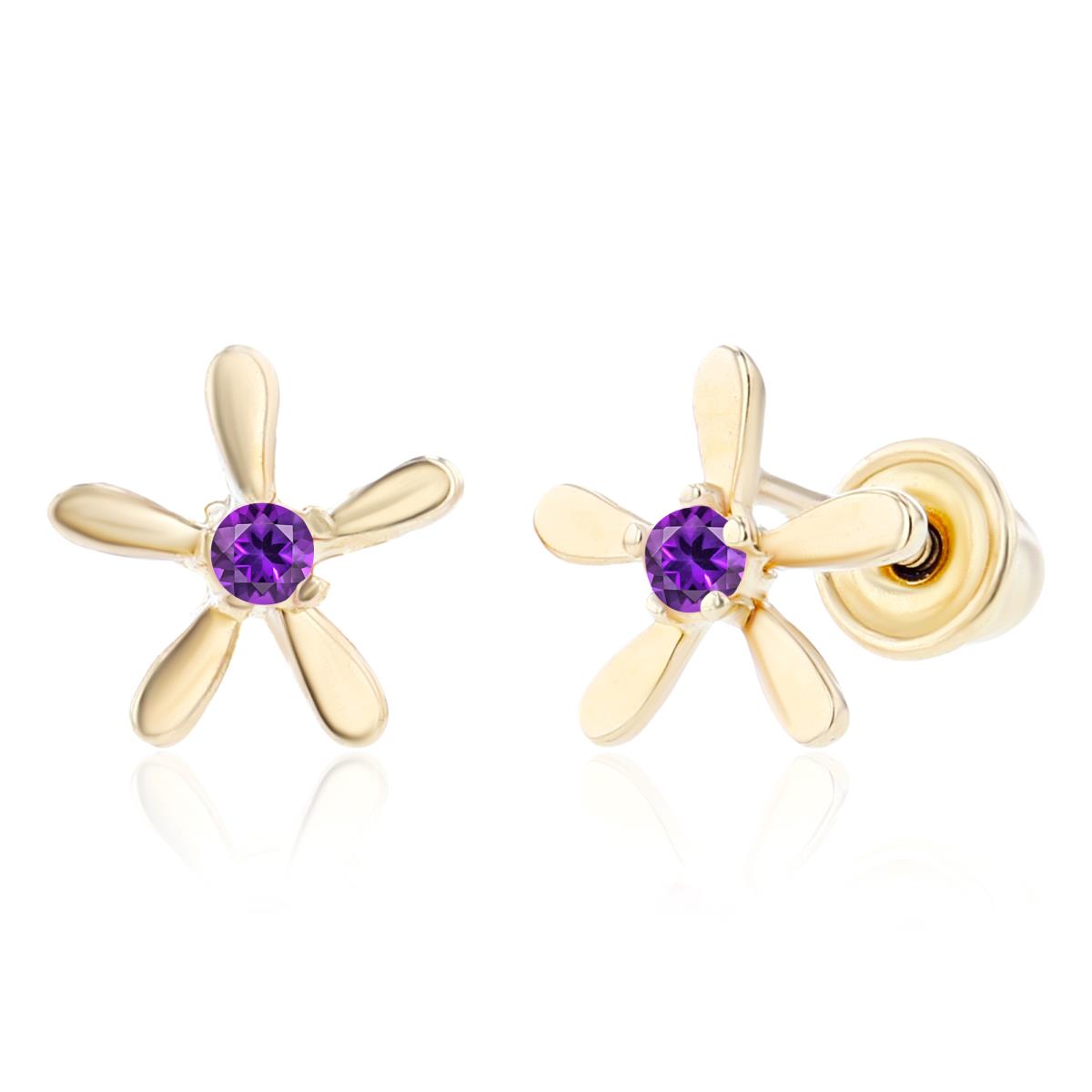 Sterling Silver Yellow 1.50mm Round Amethyst Starfish Screwback Earring