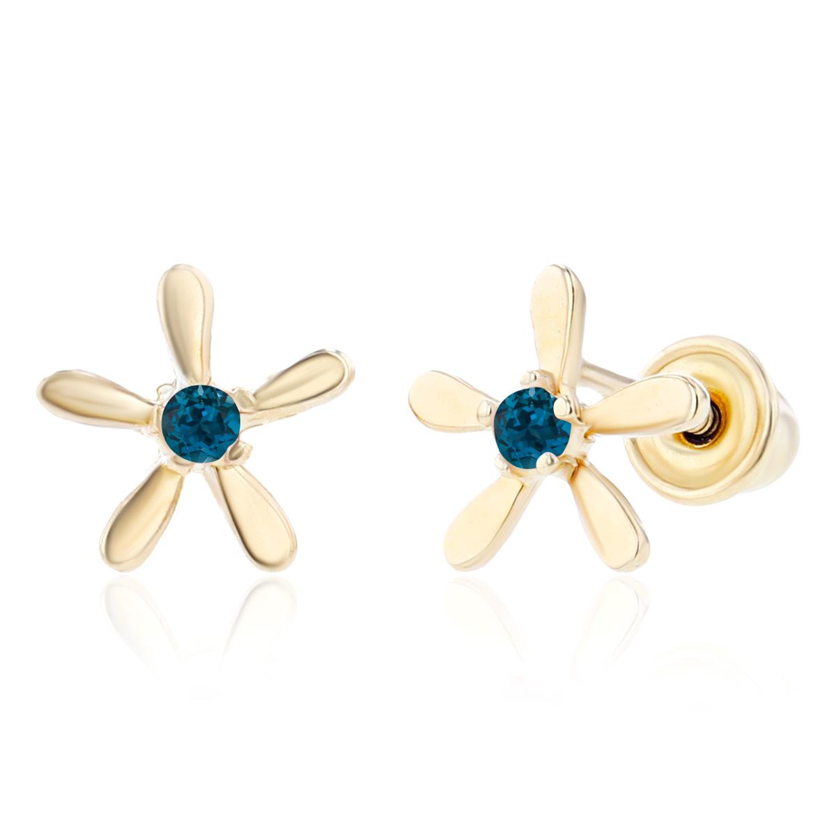 Sterling Silver Yellow 1.50mm Round London Blue Topaz Starfish Screwback Earring