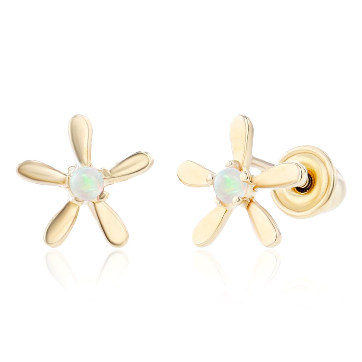 Sterling Silver Yellow 1.50mm Round Opal Starfish Screwback Earring