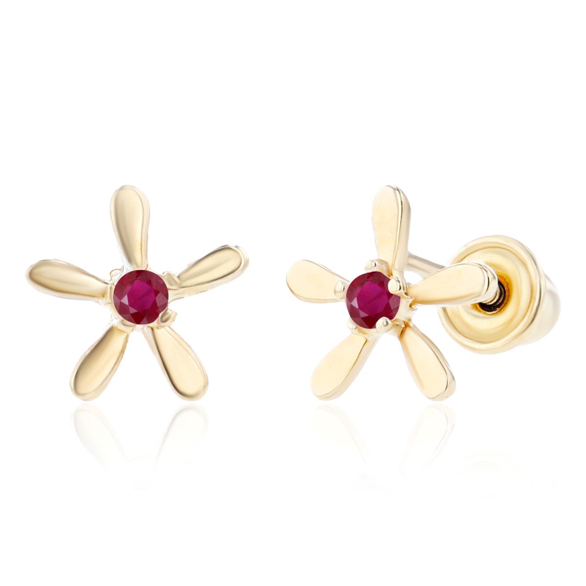 Sterling Silver Yellow 1.50mm Round Ruby Starfish Screwback Earring