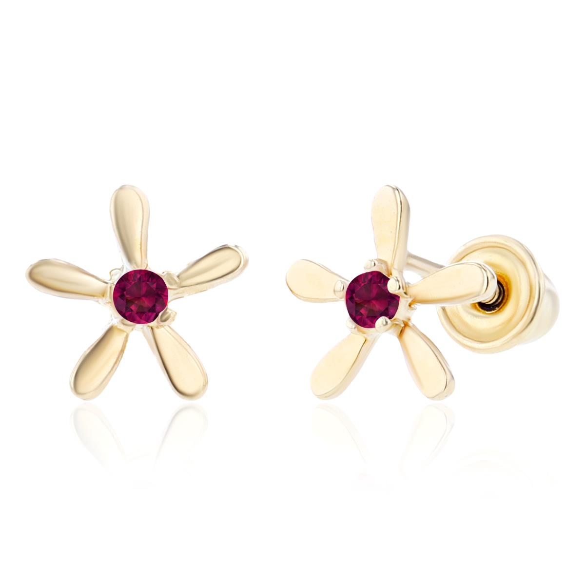 Sterling Silver Yellow 1.50mm Round Created Ruby Starfish Screwback Earring